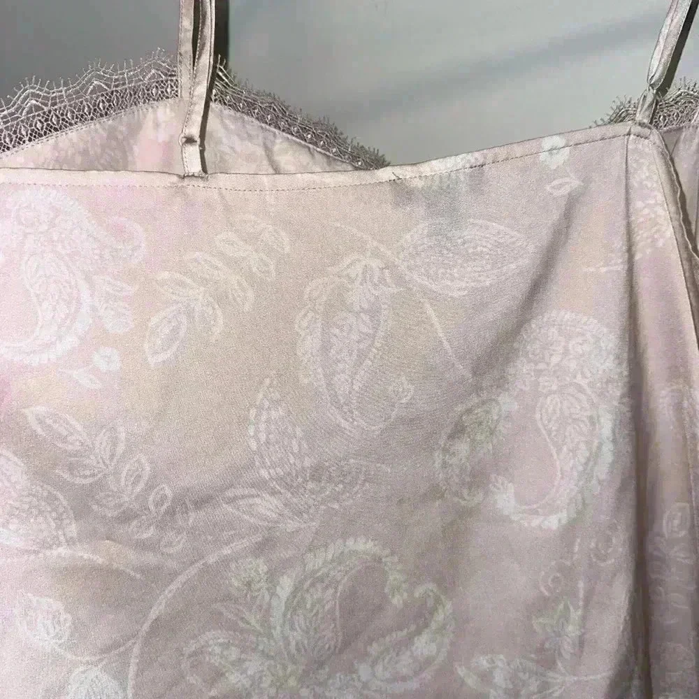 Women's Express Cami, Size M, Pink Blush with Floral Silky Polyester ruffles - Picture 7 of 10